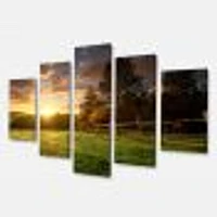 Fenced Ranch at Sunrise Canvas Wall Art Panels