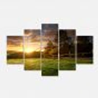 Fenced Ranch at Sunrise Canvas Wall Art Panels