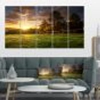 Fenced Ranch at Sunrise Canvas Wall Art Panels