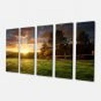 Fenced Ranch at Sunrise Canvas Wall Art Panels