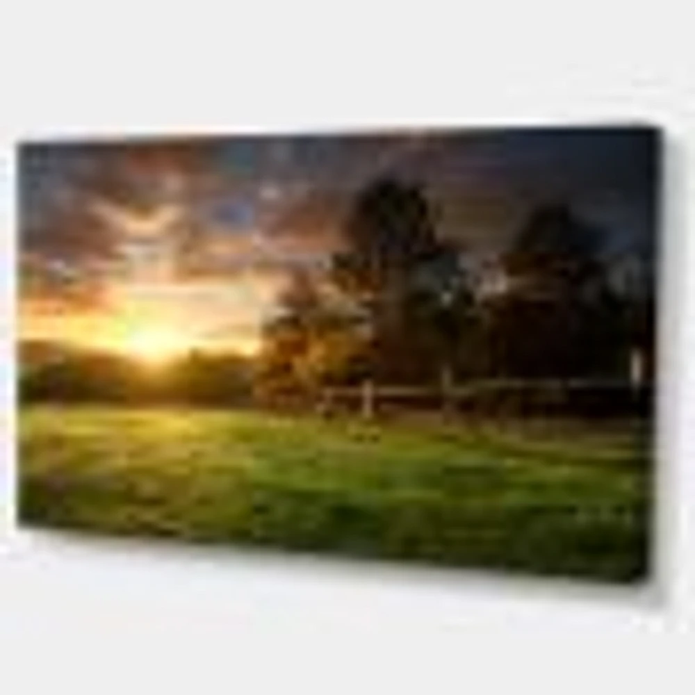 Fenced Ranch at Sunrise  Wall Art