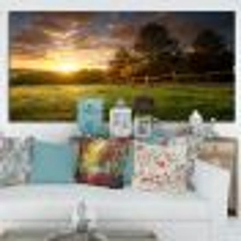 Fenced Ranch at Sunrise  Wall Art