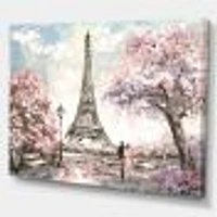 Toile imprimée « Eiffel with Pink Flowers »