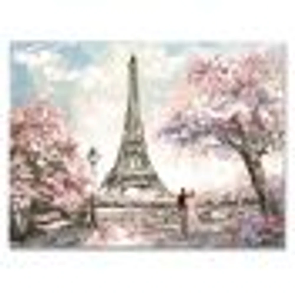 Toile imprimée « Eiffel with Pink Flowers »