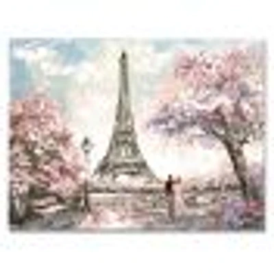 Toile imprimée « Eiffel with Pink Flowers »