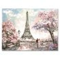 Toile imprimée « Eiffel with Pink Flowers »