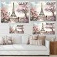 Toile imprimée « Eiffel with Pink Flowers »