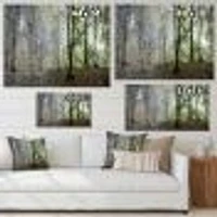 Green Morning Forest Panorama  Canvas Art Print