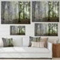 Green Morning Forest Panorama  Canvas Art Print