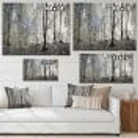 Dark Morning Forest Panorama  Canvas Wall Art Print