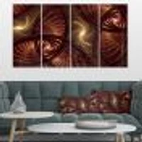 Brown Symmetrical Fractal Pattern Canvas Wall Art