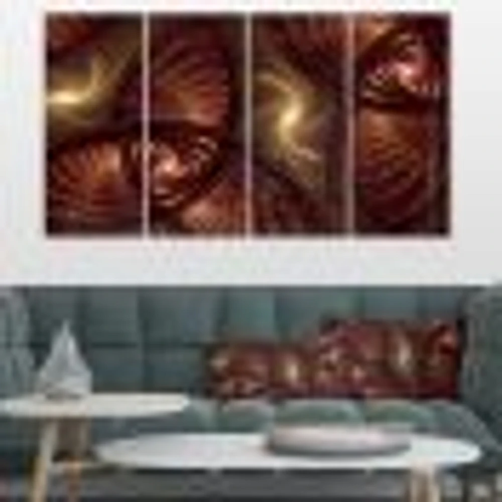 Brown Symmetrical Fractal Pattern Canvas Wall Art