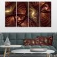 Brown Symmetrical Fractal Pattern Canvas Wall Art