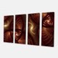 Brown Symmetrical Fractal Pattern Canvas Wall Art