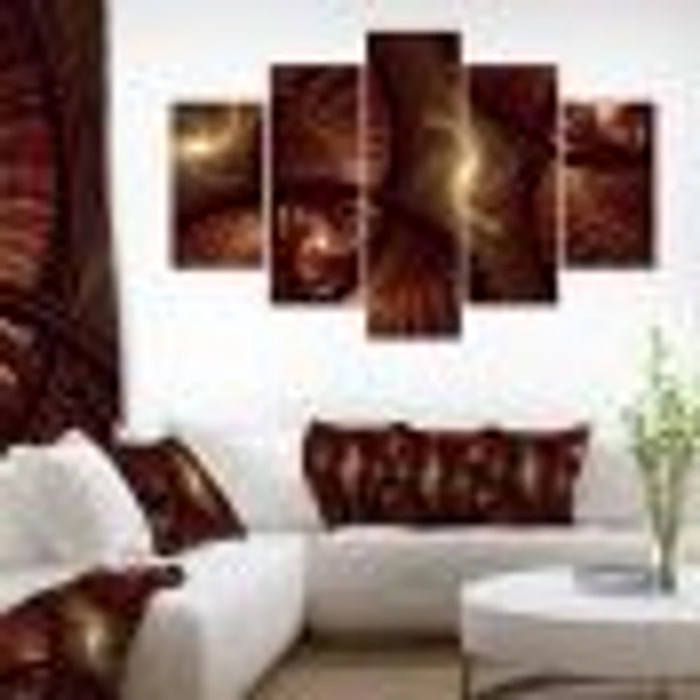 Brown Symmetrical Fractal Pattern Canvas Wall Art