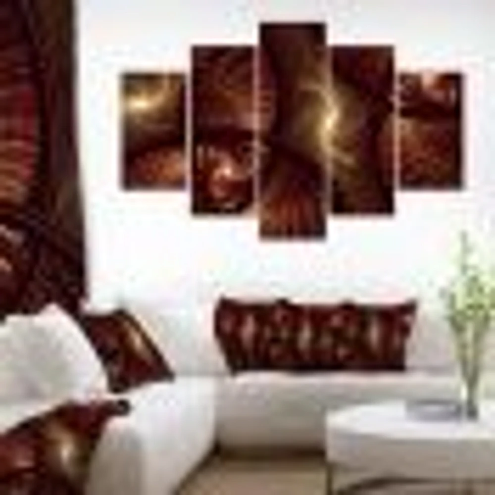 Brown Symmetrical Fractal Pattern Canvas Wall Art
