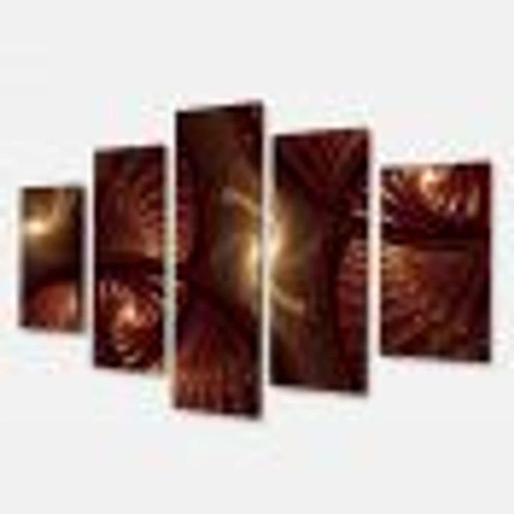 Brown Symmetrical Fractal Pattern Canvas Wall Art