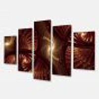 Brown Symmetrical Fractal Pattern Canvas Wall Art