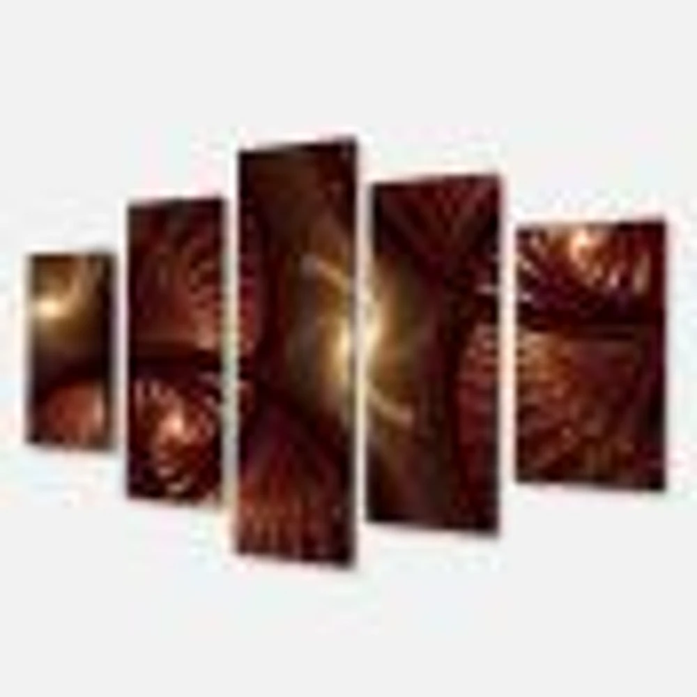 Brown Symmetrical Fractal Pattern Canvas Wall Art