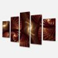 Brown Symmetrical Fractal Pattern Canvas Wall Art