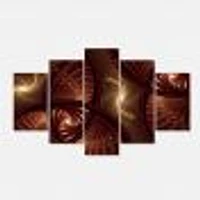Brown Symmetrical Fractal Pattern Canvas Wall Art