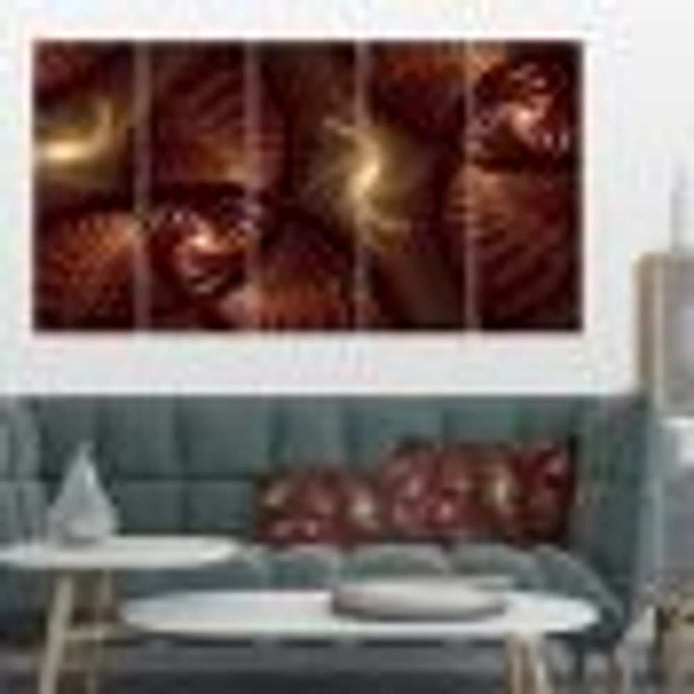 Brown Symmetrical Fractal Pattern Canvas Wall Art