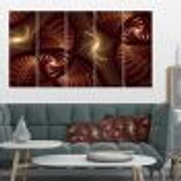 Brown Symmetrical Fractal Pattern Canvas Wall Art