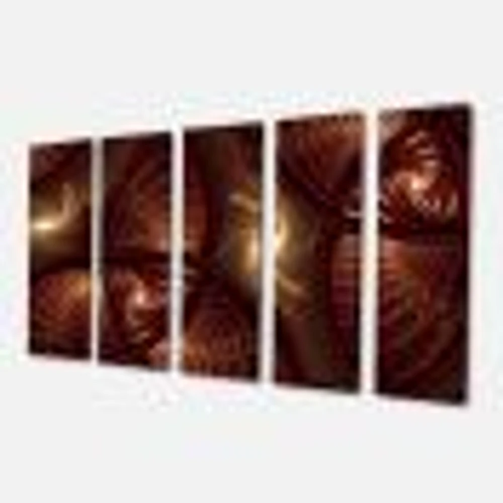 Brown Symmetrical Fractal Pattern Canvas Wall Art