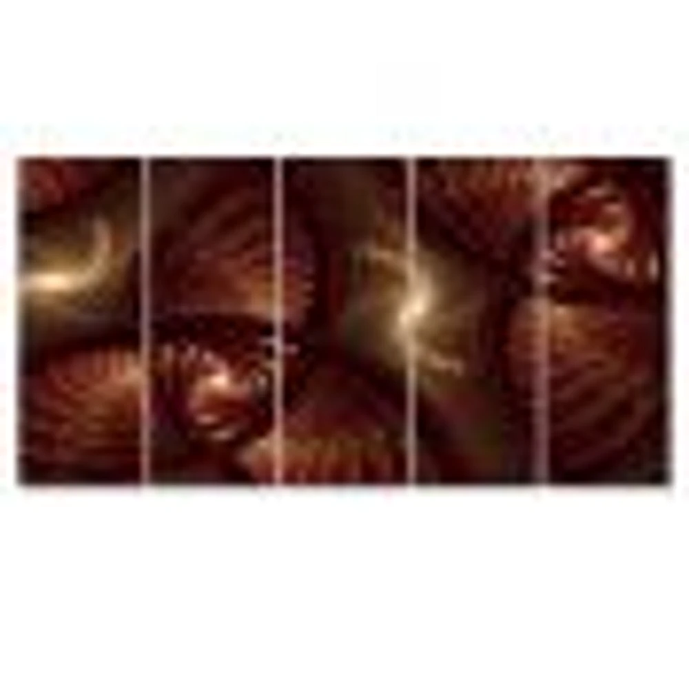 Brown Symmetrical Fractal Pattern Canvas Wall Art