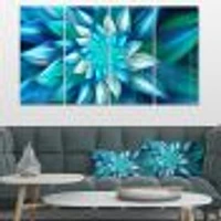 Huge Blue Fractal Flower  Canvas Wall Art