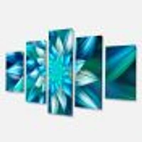 Huge Blue Fractal Flower  Canvas Wall Art