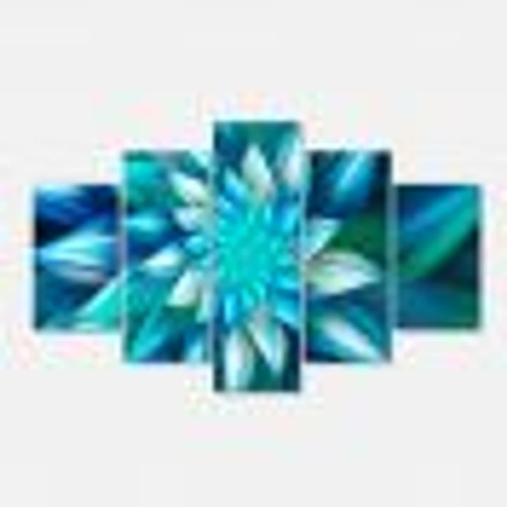 Huge Blue Fractal Flower  Canvas Wall Art