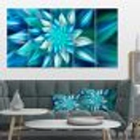 Huge Blue Fractal Flower  Canvas Wall Art