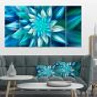 Huge Blue Fractal Flower  Canvas Wall Art