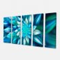 Huge Blue Fractal Flower  Canvas Wall Art