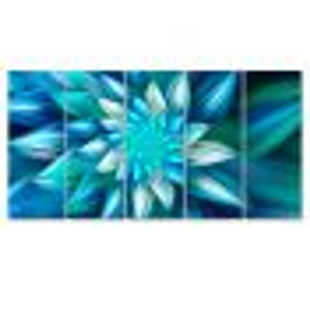 Huge Blue Fractal Flower  Canvas Wall Art