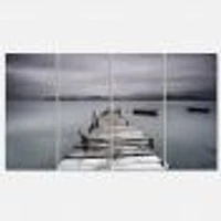 Pier and Boats at Seashore 4 Canvas Wall Art