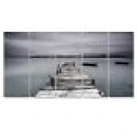 Pier and Boats at Seashore 4 Canvas Wall Art