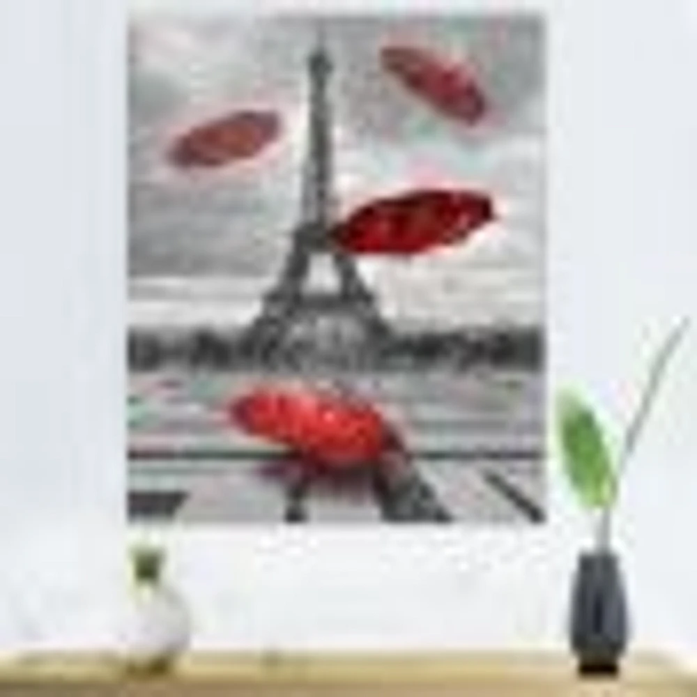 Toile « Flying Umbrella with Eiffel Tower »