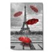 Toile « Flying Umbrella with Eiffel Tower »