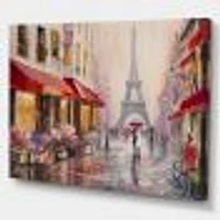 Lovers Paris Eiffel Tower  Canvas Wall Art Print