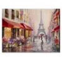 Lovers Paris Eiffel Tower  Canvas Wall Art Print