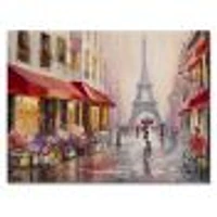 Lovers Paris Eiffel Tower  Canvas Wall Art Print