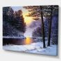 River and Forest Winter Sunset  Wall Art