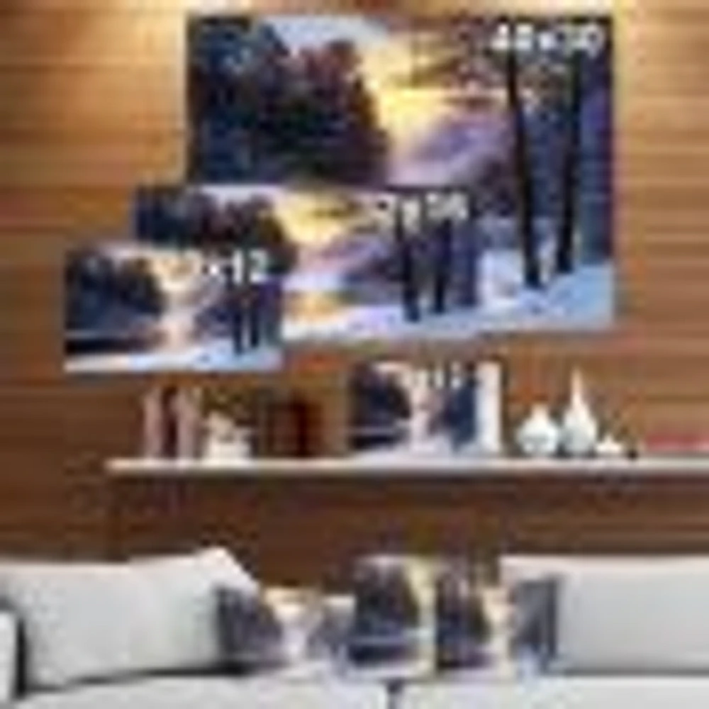 River and Forest Winter Sunset  Wall Art