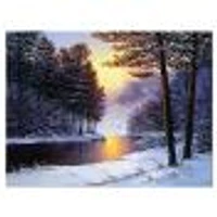 River and Forest Winter Sunset  Wall Art