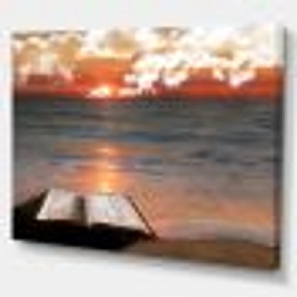 Open Bible Cloudy Sunset  Wall Art