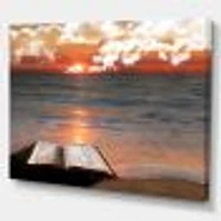 Open Bible Cloudy Sunset  Wall Art