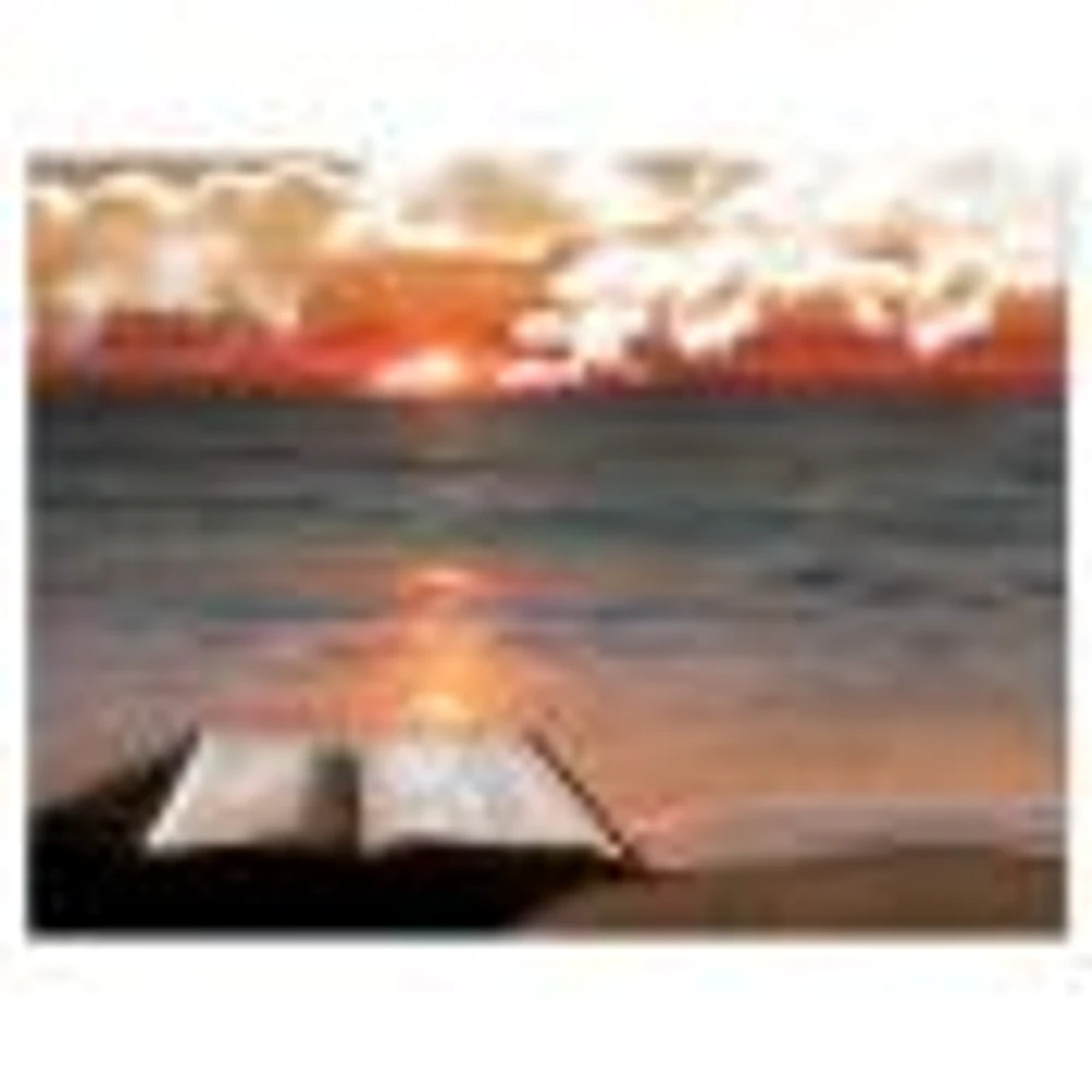 Open Bible Cloudy Sunset  Wall Art