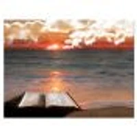 Open Bible Cloudy Sunset  Wall Art